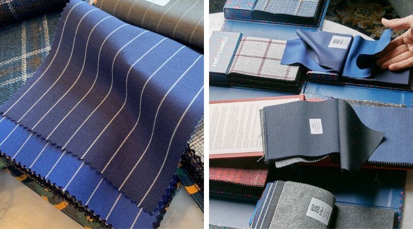 fabric choices for made to measure suiting at CLUSIER